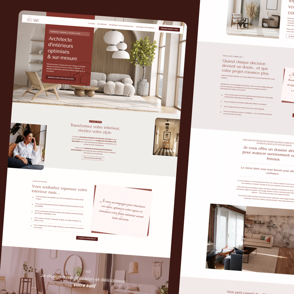 Projet site internet pour designer d'intérieur